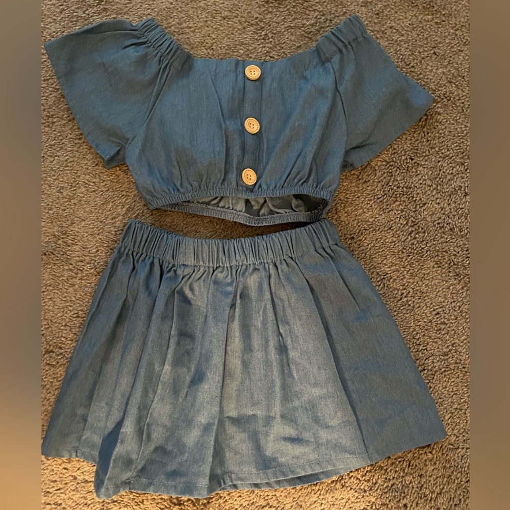 Cute denim top and skirt